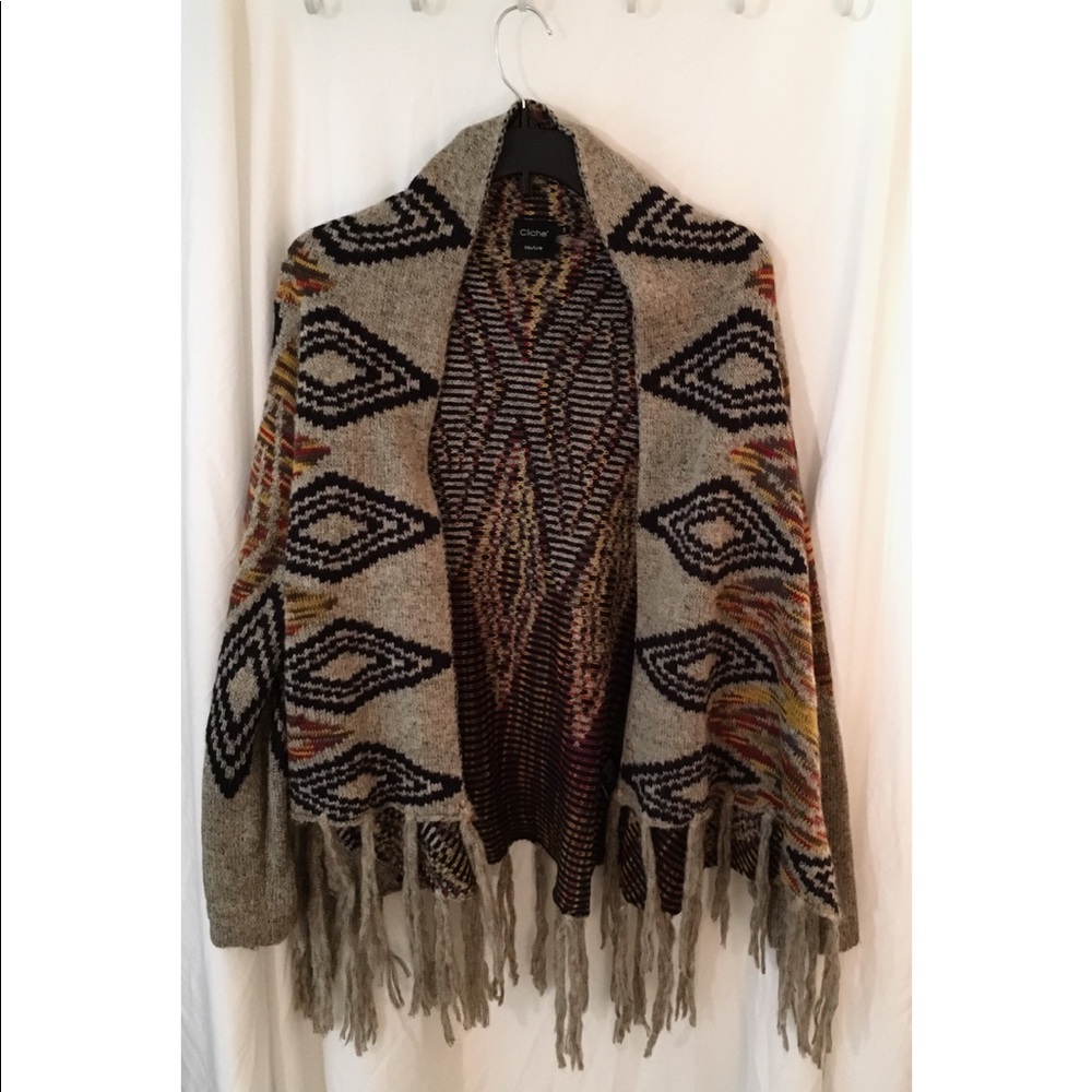 Boho fringe knit sweater